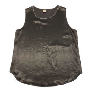 Women's Black Satin Top Tank, L